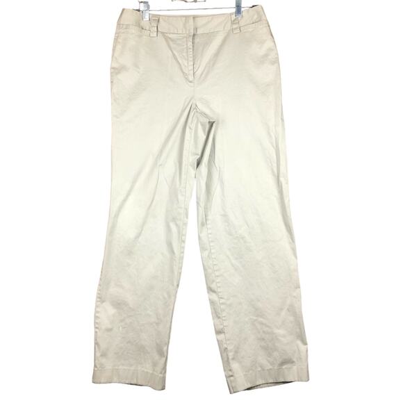 Talbots Womens Pants Tan Straight Leg Chinos Workwear High Rise Stretch 12 - Picture 1 of 11